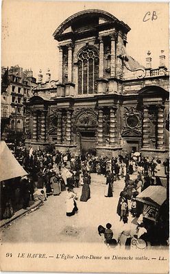 Old postcard Le HAVRE-L'Glise Notre-Dame on a Sunday morning (349173)