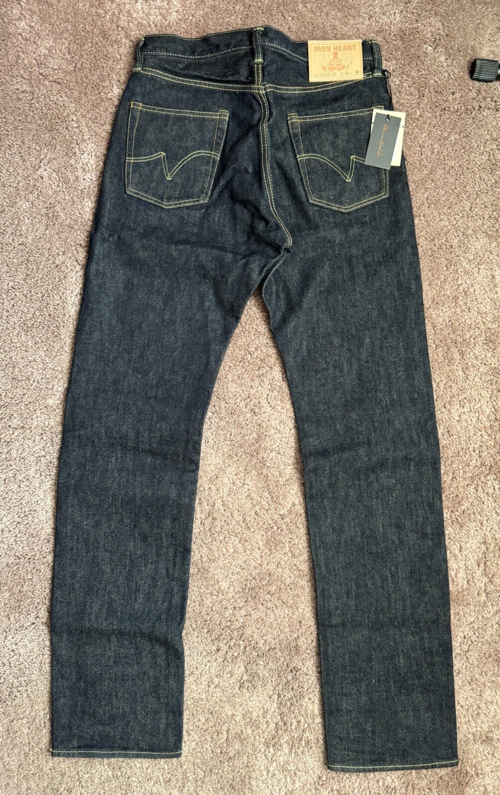 Size 34 Ironheart IH888s21oz Selvedge Denim Med/High Rise Tapered Cut Jeans eBay