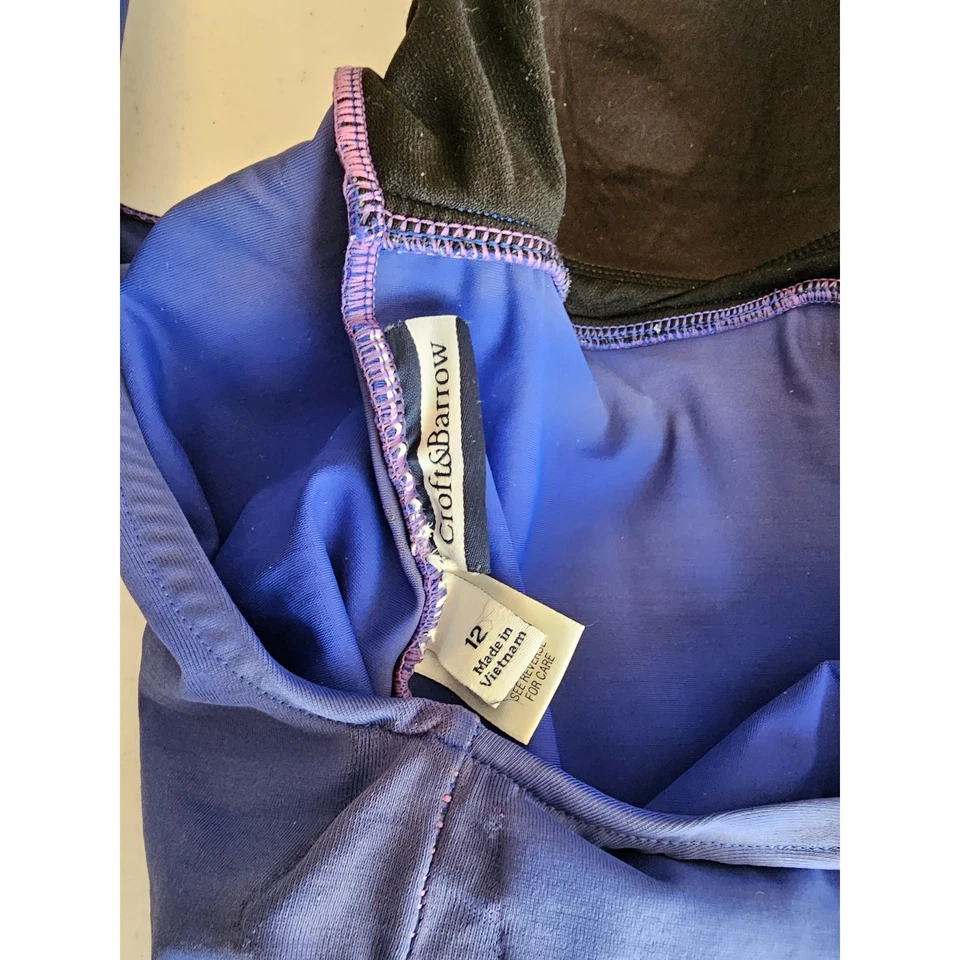 Traje de baño Croft & Barrow para mujer talla 12 de una pieza púrpura liso cuello en V Foto 4 de 4