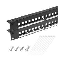 Patch Panel, 2U 19" Key Stone Blank Network 48-Port Patch Panel