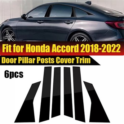 6pcs Black Pillar Post for 2018 2019-2021 Accord Honda Window Door Trim Cover US