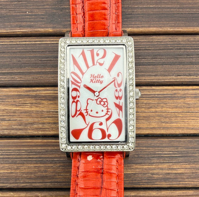 Damenuhr Sanrio Hello Kitty Stahl Zirkonia Perlmutt 25x39mm Quarz
