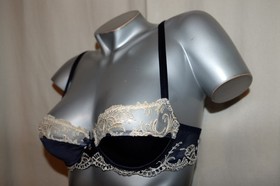 LISE CHARMEL Balcony Bra SPLENDEUR SOIE with Silk Navy Blue 70B 70 B NEW