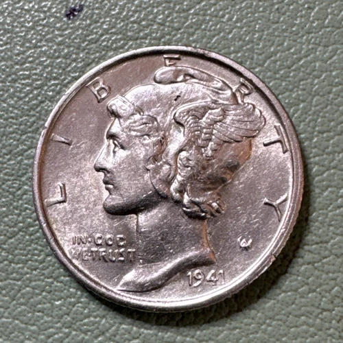 1941-S Mercury Dime, Choice BU Toning Reverse, .900 Silver 10c .07234 ASW