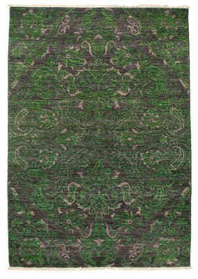 Traditional Dark Grey 4'3'' x 6'3'' Hand-knotted Oriental Carpet Wool Area Rug