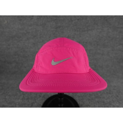 Nike AW84 Dri Fit 5 Panel Hat Cap Pink Fuchsia Reflective Swoosh