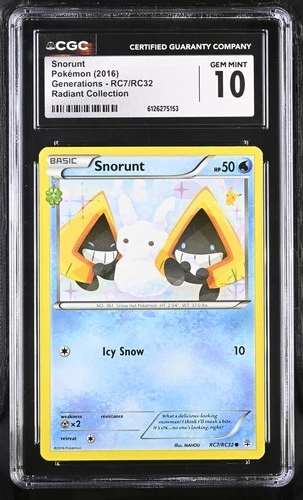 CGC 10 GEM MINT Snorunt Generations RC7/RC32 Radiant Collection Pokemon Card