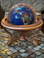  Desktop Globe Crafted From Semi Precious Gemstones. 20cm x 18cm