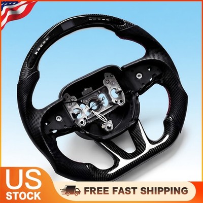For Dodge Charger Durango SRT Hellcat 2016-2022 LED Carbon Fiber Steering Wheel.