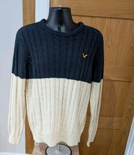 Twisted Soul Men's Large Jumper Cable Knit Jumper Size XL navy Cream