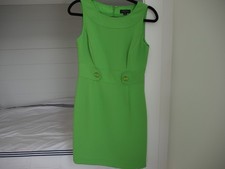 Tahari Arthur S. Levine Lindsay Sheath Dress Size 4 Lime Green Polka Dot NEW