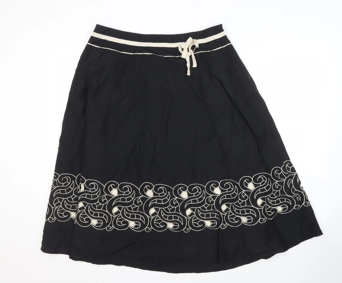Ann Taylor Silk Strapless A-Line Dress Black & White Floral Knee Length