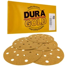 Dura-Gold 60 Grit - 6" Sanding Discs - 17-Hole Hook/Loop for DA Sander - 50pk