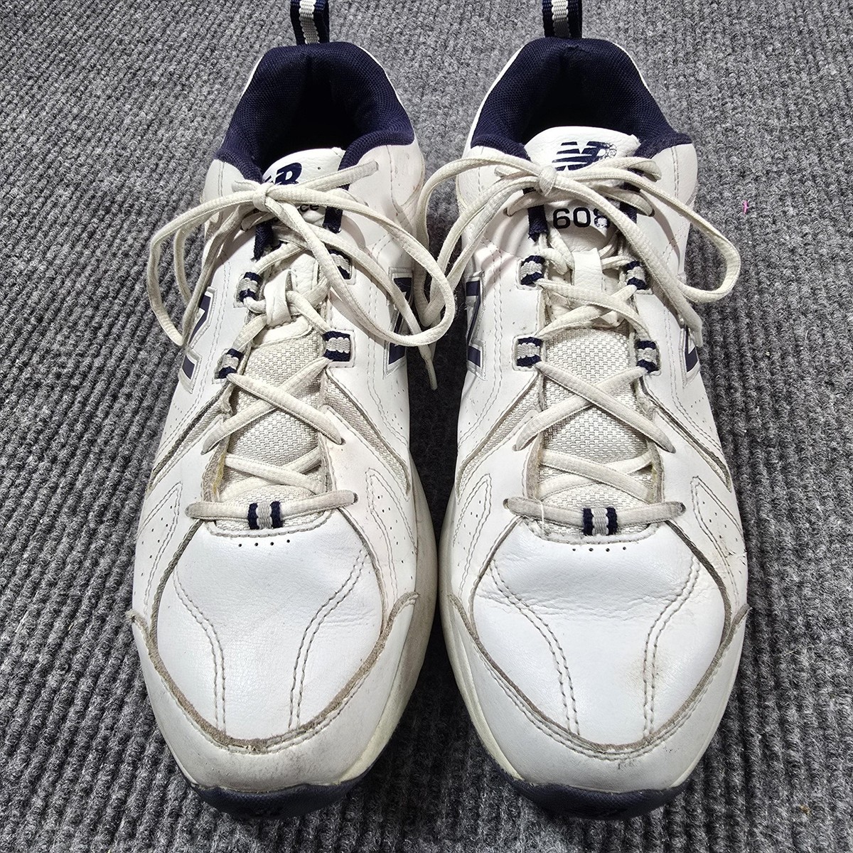 New Balance 608v5 Shoes Mens 13 White Navy Leather Trainer 