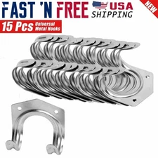 15 Pcs Universal Galvanized Metal Utility Storage Hooks for Garden Tools