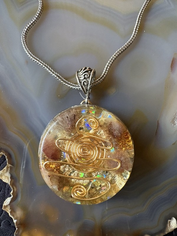 Hand Made Orgonite Pendant Necklace Calming Spiritual Energy Necklace