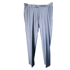 Ermenegildo Zegna Trofeo Mens Dress Pants Size 58R 40x32" Blue Wool Flat Front