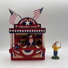 Dept 56 1998 Vintage Original Snow Village Uncle Sam’s Fireworks Stand 54974 EUC
