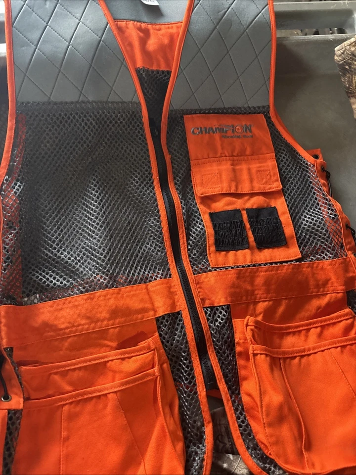 Champion Shooting Gear Vest Mens Size Medium Grey Orange Sporting Clays Trap - Image 4 of 4