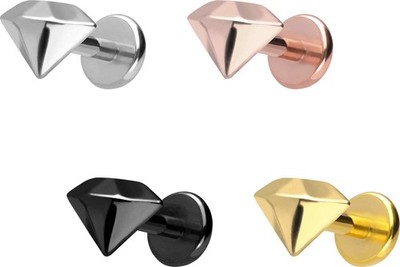 PIERCINGLINE  Piercing Stecker Titan Labret mit Push Fit DIAMANT