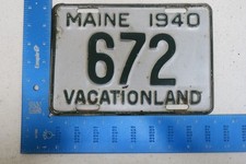 Maine License Plate Tag 1940 40 - Low Number Three 3 Digit #672 Vacationland