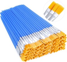 100Pcs Small Paint Brushes Bulk, Flat Top Acrylic Classroom Brush for Kids Mini