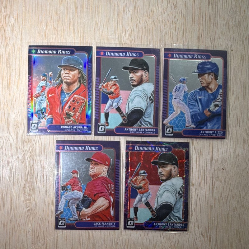 Donruss 2021 Diamond Kings Optic MLB 5-Card Lot Acuna Rizzo Flaherty