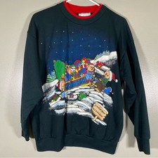 Vintage 90s ugly Christmas sweatshirt teddy bears holiday festive size medium