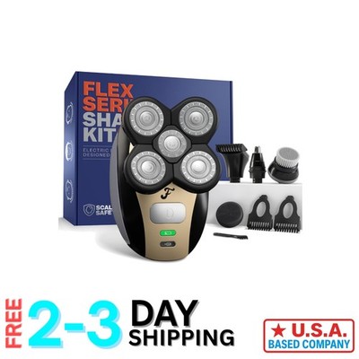 FlexSeries Electric Shaver with Rotary Blades and Grooming Attachments