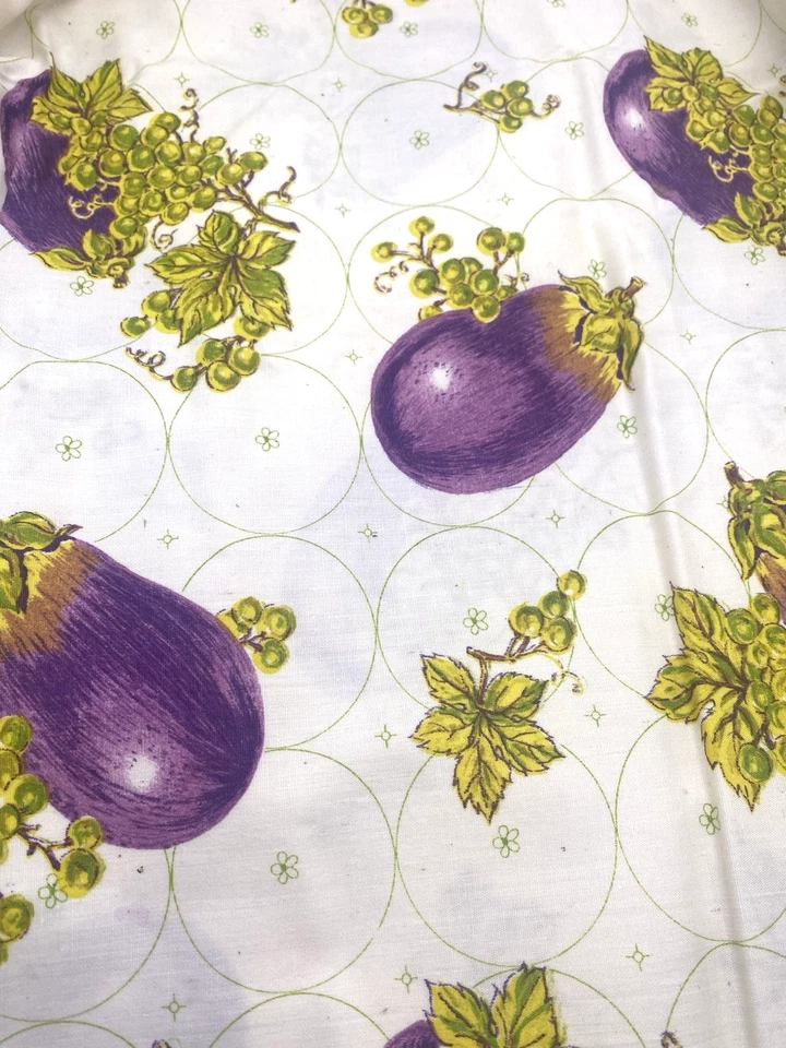 Alimento de tela de berenjena vid de huerto blanco verde púrpura 2,2 yardas Foto 3 de 4