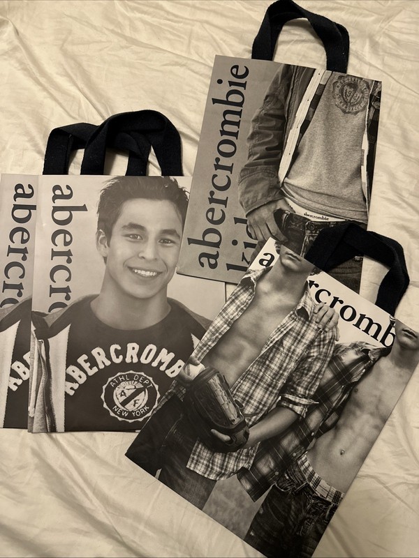 Abercrombie & Fitch Paper Shopping Gift Bag with Cloth Handles  12” X 9”