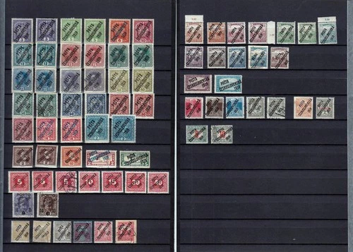 CZECHOSLOVAKIA  1919  OPT ON AUSTRIA & HUNGARY  72 STAMPS  MOSTLY MLH*