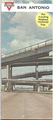 1965 CONOCO Continental Oil Road Map SAN ANTONIO Texas Alamo Heights Kelly AFB