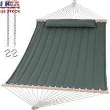 Quilted Two Person Hammock Heavy Duty Comfortable W/ Handcrafted Ropes New