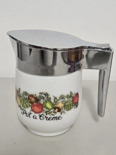 Vintage Corning Ware Gemco Spice of Life "Pot A Creme" Creamer w/Lid Handle