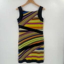 Eva Varro Art to Wear Dress Size M Abstract Geometric Stripe Travel Knit