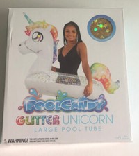 POOLCANDY Glitter Unicorn Large Inflatable 40 Pool Tube Float NEW