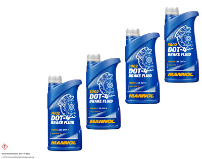MANNOL DOT-4 4L Bremsflüssigkeit J1703/J1704 ISO 4925 JIS JAPAN K2233 FMVSS 116