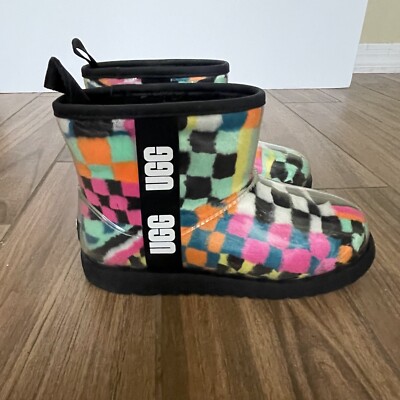 Ugg Classic Boot Women Clear Mini Checks Waterproof Multicolor Sz 5 S/N 1134910K