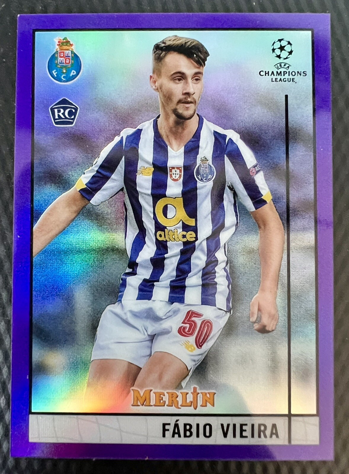 FABIO VIEIRA 2020 TOPPS CHROME MERLIN UCL ROOKIE Purple RC /299 Q1827