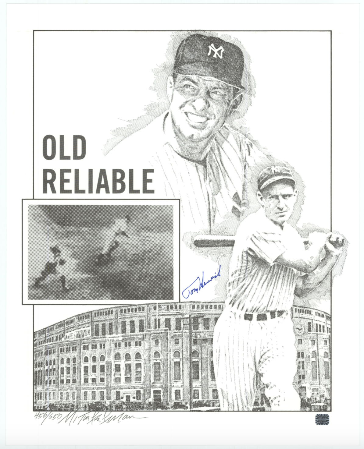 Tommy Henrich New York Yankees autographed lithograph with AMCo COA 8748