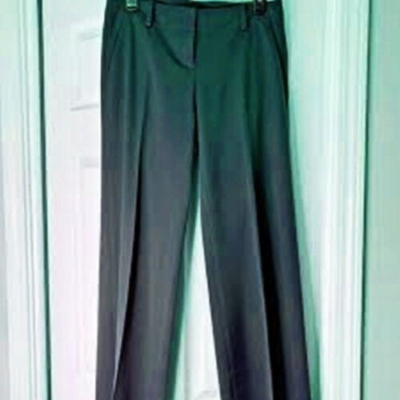 NWT Lands End Womens FLANNEL WOOL STRAIGHT LEG PANTS DEEP OLIVE