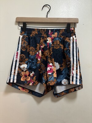 Adidas Her Studio London Multi Floral Print Pockets Athletic Shorts Sz XS