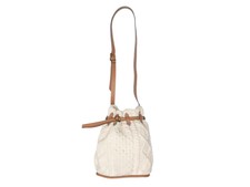 Ivory & Tan Polo Ralph Lauren Cable Knit Bucket Bag