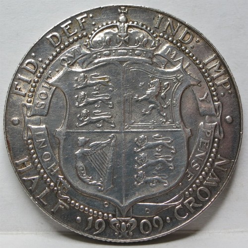 Great BRITAIN ENGLAND UK 1/2 Half Crown 1909 XF+ Silver Edward Scarce#E89 - Picture 3 of 5