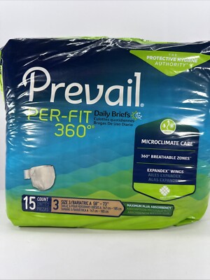 Prevail Per-Fit 360 Incontinence Daily Brief  Size 3  Maximum Plus  15 Ct
