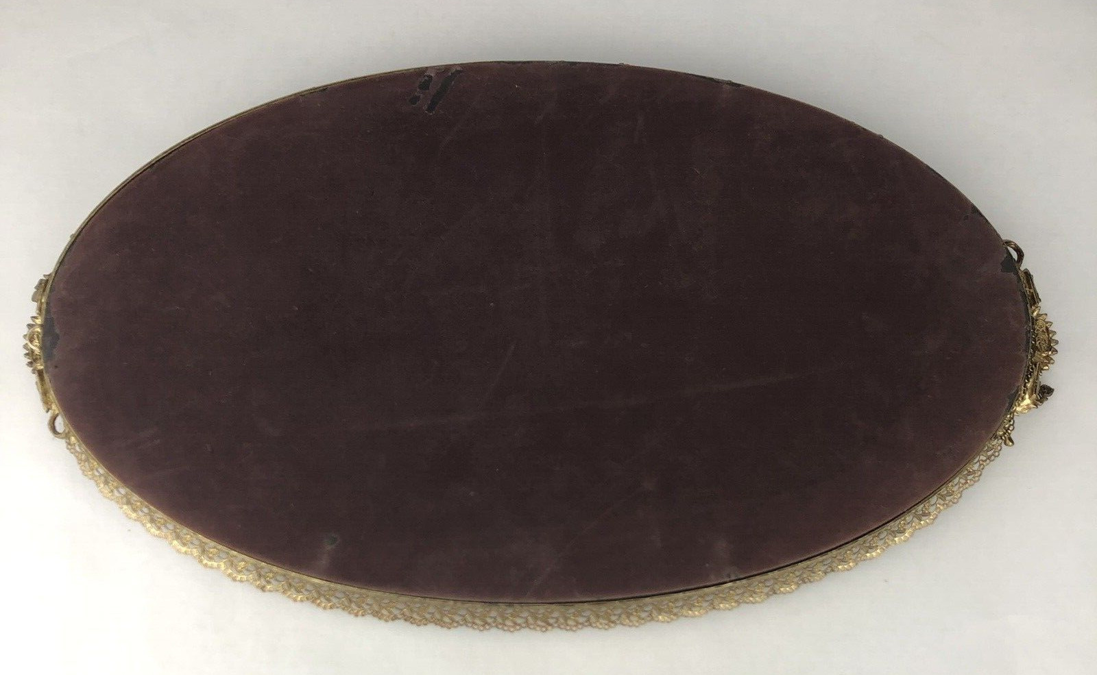 MATSON Sunflower Vanity Mirror Tray Flowers Dahlia Leaves Gold Tone Vintage