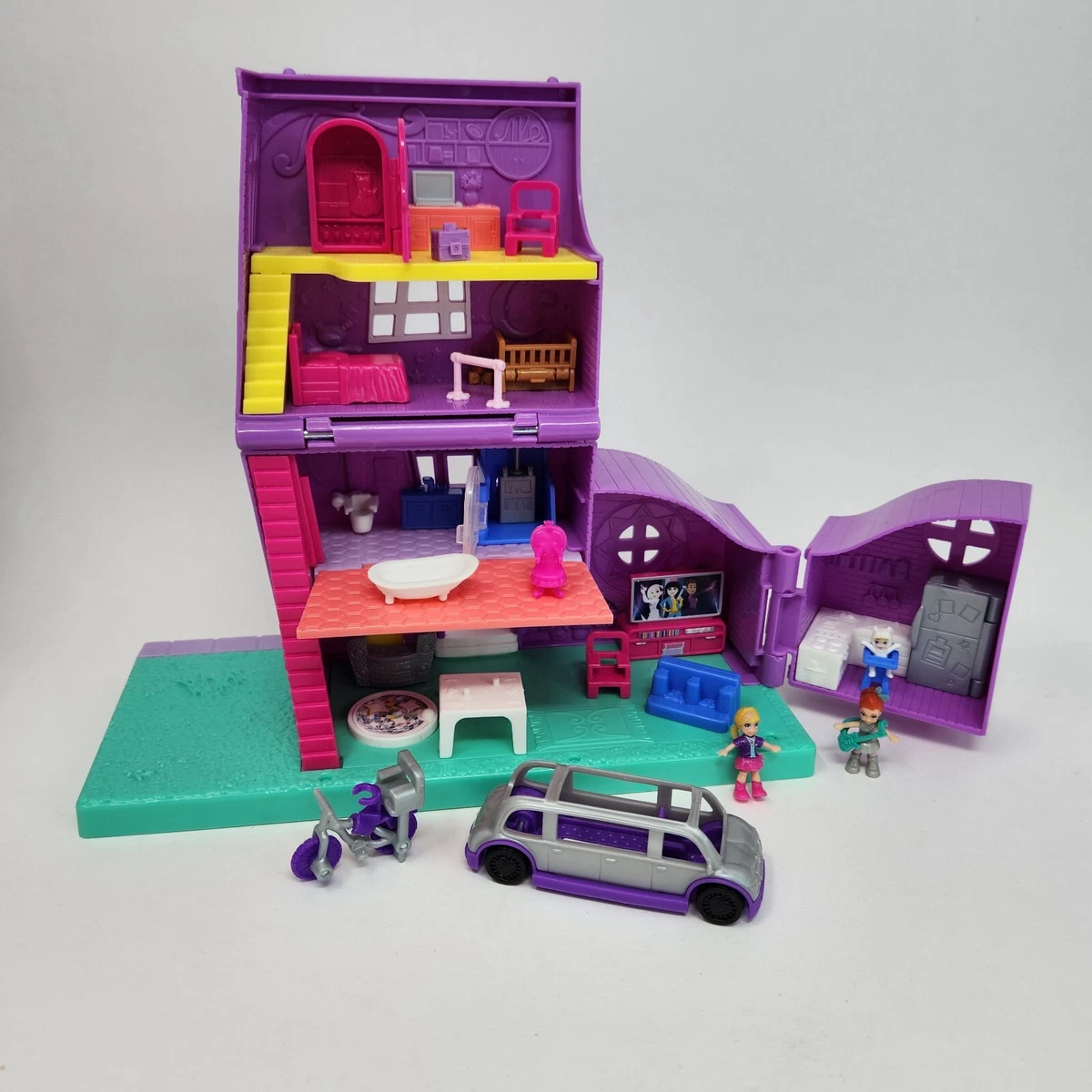 POLLY POCKET MATTEL 2018 POLLYVILLE POCKET HOUSE PLAYSET W VANS