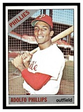 1966 TOPPS ADOLFO PHILLIPS #32 ROOKIE CARD PHILLIES HIGHER GRADE NO CREASES. rookie card picture
