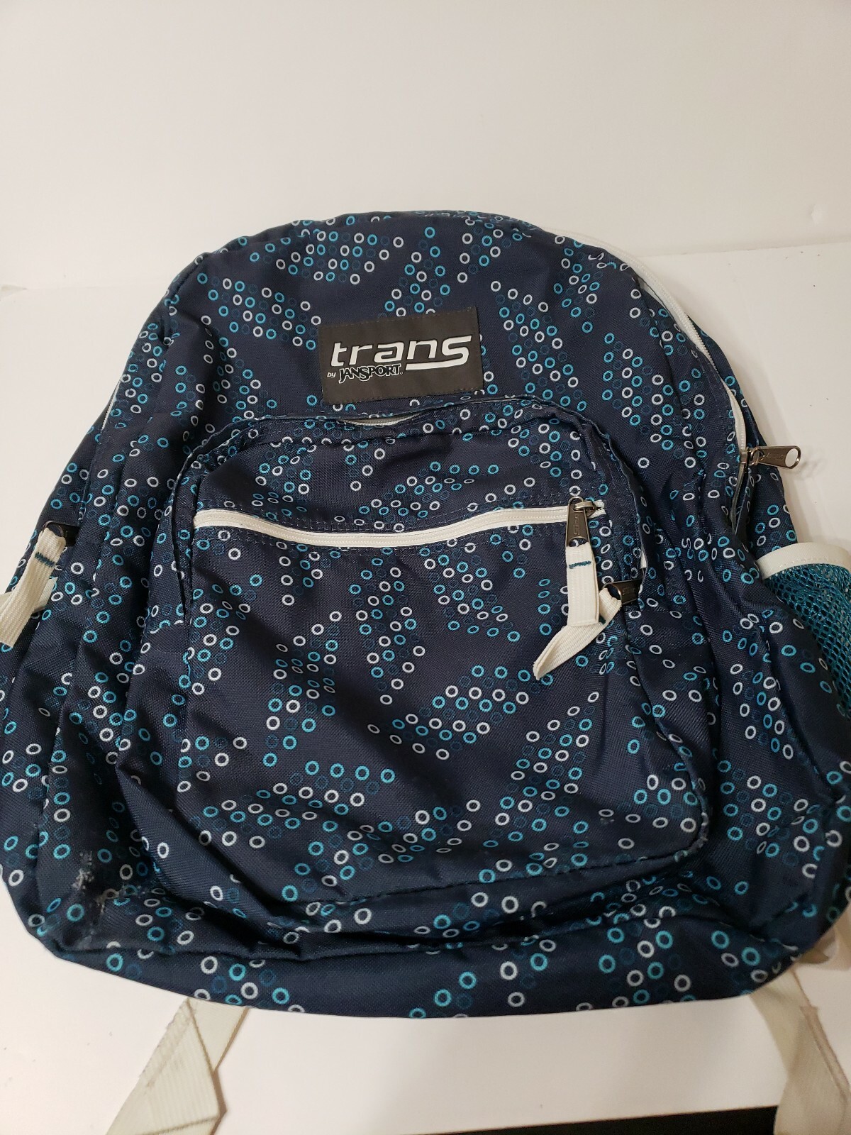 Jansport Trans Premium Backpack blue with circles 17" Gem